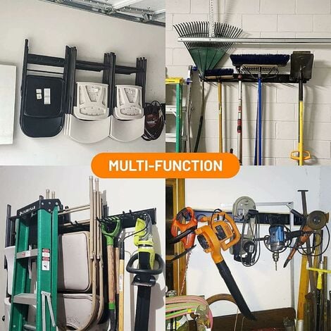Supporto per Scope da Parete Portascopa Portasci Porta Attrezzi da Giardino in Ferro Metallo Supporto per Sci Appendi Scope Paletta Cantina Garage con 8 Ganci