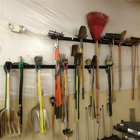 Supporto per Scope da Parete Portascopa Portasci Porta Attrezzi da Giardino in Ferro Metallo Supporto per Sci Appendi Scope Paletta Cantina Garage con 8 Ganci