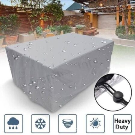 Copertura per mobili da giardino 115x115x70cm 420D Oxford argento Copertura per tavolo da giardino rettangolare Antistrappo Anti-UV Impermeabile con fibbia di bloccaggio