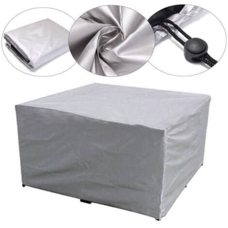 Copertura per mobili da giardino 115x115x70cm 420D Oxford argento Copertura per tavolo da giardino rettangolare Antistrappo Anti-UV Impermeabile con fibbia di bloccaggio