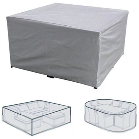 Copertura per mobili da giardino 115x115x70cm 420D Oxford argento Copertura per tavolo da giardino rettangolare Antistrappo Anti-UV Impermeabile con fibbia di bloccaggio