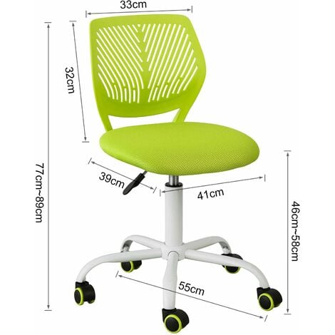 SoBuy Sedia girevoli per scrivania Sedia cameretta Altezza 46-58cm Verde FST64-GR