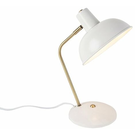 QAZQA Lampada da lavoro milou - Moderno - Acciaio - Bianco/Bronzo - Tondo Max. 1 x Watt