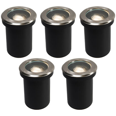 QAZQA + Faretto da incasso da terra delux - Moderno - Vetro,Plastico,Acciaio inossidabile - Acciaio - Tondo Max. 5 x Watt