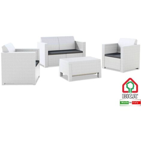 Bica 9067.3 Set Nebraska Salottino 4 Posti, Bianco, 119 x 74 x 57 cm