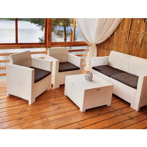 Bica 9067.3 Set Nebraska Salottino 4 Posti, Bianco, 119 x 74 x 57 cm