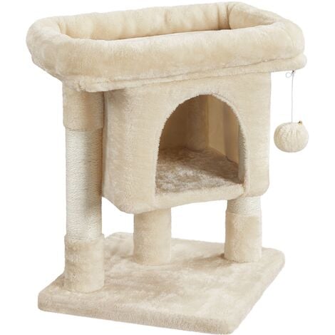 Yaheetech Tiragraffi Albero per Gatti con Posatoio Grande Graffiatoio per Gatti 40,5 x 40,5 x 59 cm Beige