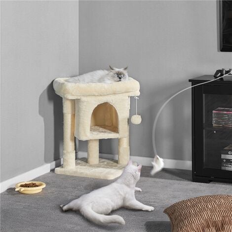 Yaheetech Tiragraffi Albero per Gatti con Posatoio Grande Graffiatoio per Gatti 40,5 x 40,5 x 59 cm Beige