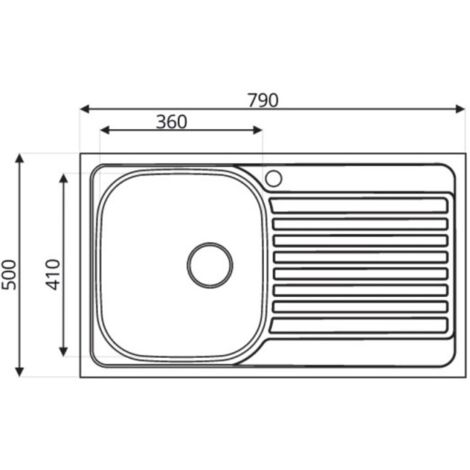 Lavello cucina vasca acciaio inox da incasso gocciolatoio dx 50x79 cm
