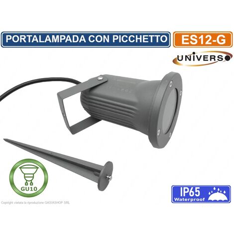 FARETTO PORTALAMPADA ORIENTABILE CON PICCHETTO DA GIARDINO PER LAMPADINE GU10 IP65 - GRIGIO