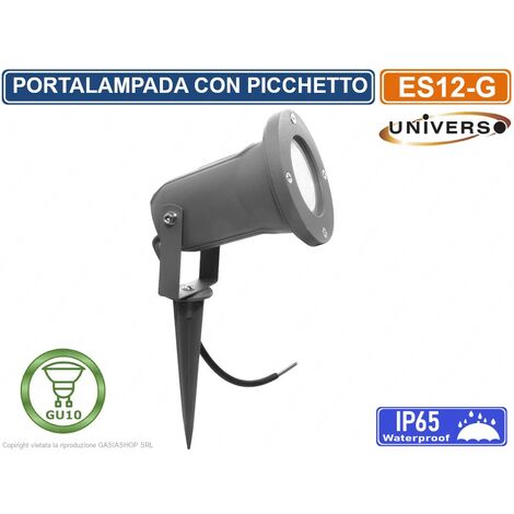 FARETTO PORTALAMPADA ORIENTABILE CON PICCHETTO DA GIARDINO PER LAMPADINE GU10 IP65 - GRIGIO