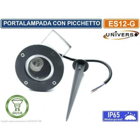 FARETTO PORTALAMPADA ORIENTABILE CON PICCHETTO DA GIARDINO PER LAMPADINE GU10 IP65 - GRIGIO