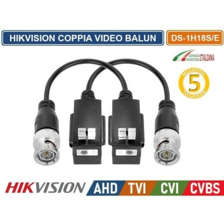 HIKVISION COPPIA VIDEO BALUN 5MP MEGAPIXEL 4IN1 HD-CVI HD-TVI AHD CVBS 300 METRI