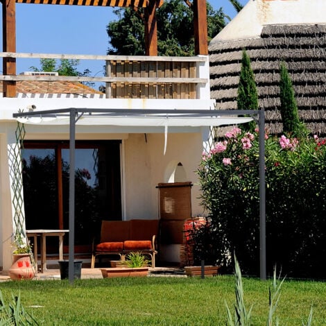Outsunny Gazebo Pergola da Giardino in Metallo con Tetto Scorrevole 3m