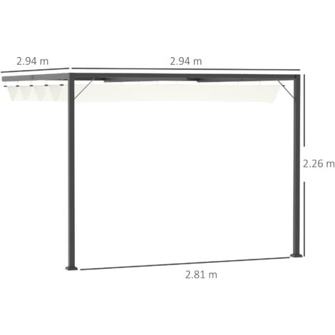 Outsunny Gazebo Pergola da Giardino in Metallo con Tetto Scorrevole 3m