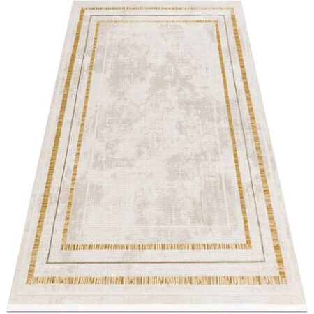 Tappeto moderno DUKE 51523 panna / oro - Cornice strutturata, molto morbida, frange beige 80x150 cm
