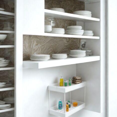 Rangement sous evier, étagère Cuisine, blanc, 2 niveaux