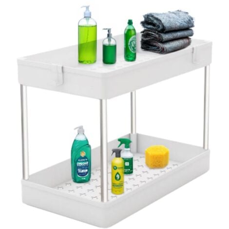 Rangement sous evier, étagère Cuisine, blanc, 2 niveaux