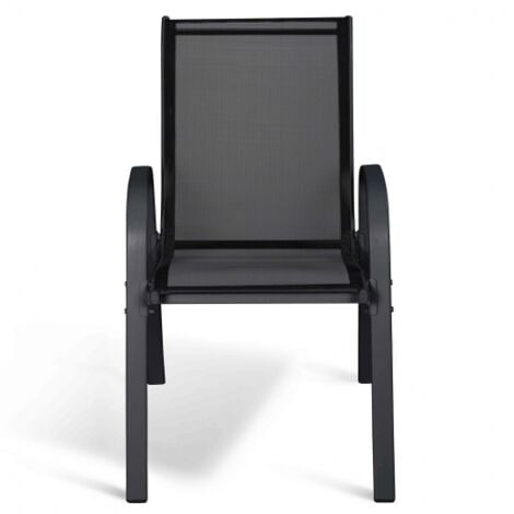 Set di 4 sedie impilabili in metallo e textilene nero LYMA