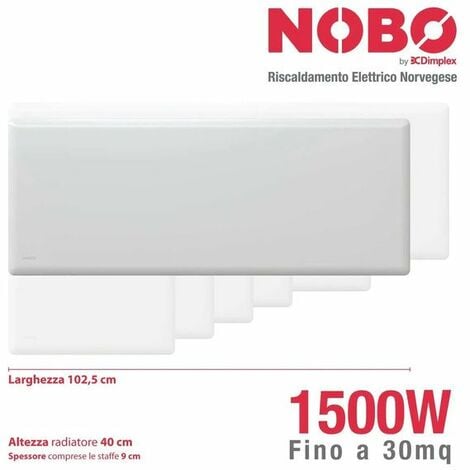 Radiatore Elettrico Norvegese NOBO 1500W per Ambienti Fino a 30 mq con Termostato NCU-2Te - E82440015