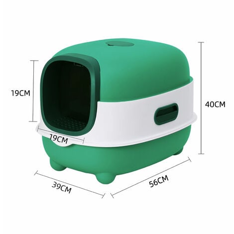 Lettiera Gatto Chiusa,Haloyo®,Grande Lettiera per Gatti Chiusa con Coperchio,con Paletta,Sterilizzazione e Deodorizzazione Ultravioletta,40 x 39 x 56cm,verde