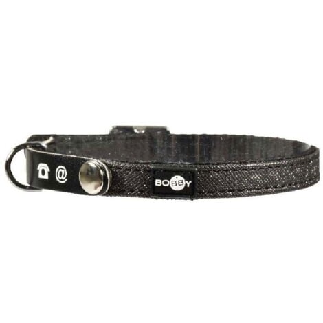 Collare nero in nylon glitterato con linguetta per indirizzo modello Glitter per gatti