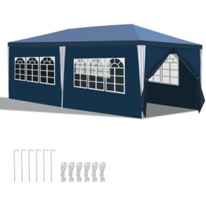 Hengda Gazebo Camping Grande tendone o pergolato Gazebo ricevimenti con pannelli laterali rimovibili finestre Tenda per feste blu 3x6m