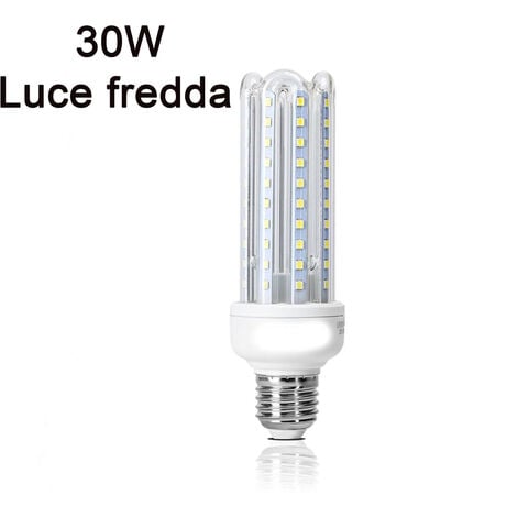 Lampadina LED E27 30W Luce Bianca Fredda 6500K 3300 Lumen Angolo a Fascio 200