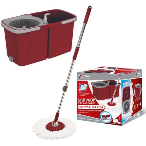 MAURY'S SPLIT MOP CON DOPPIO SECCHIO STRIZZA E SCIACQUA IN COLORE ASSORTITO