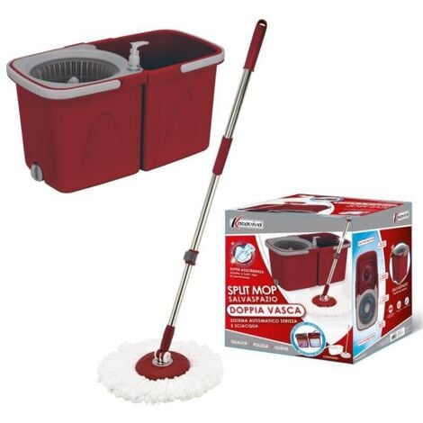 MAURY'S SPLIT MOP CON DOPPIO SECCHIO STRIZZA E SCIACQUA IN COLORE ASSORTITO