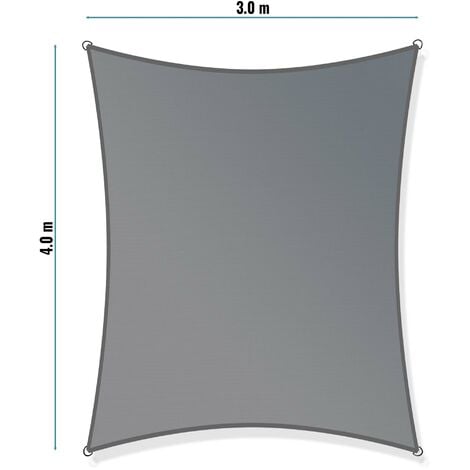 Toboli Vela ombreggiante 3x4m, rettangolare, grigio, traspirante, Parasole per giardino terrazzo