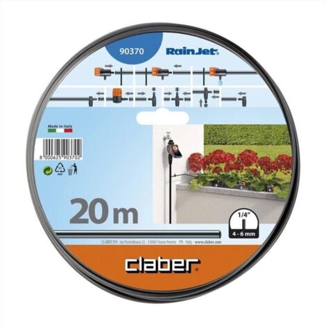 Claber Tubo capillare 20 m, in PE flessibile nero da 1/4" (4-6 mm)