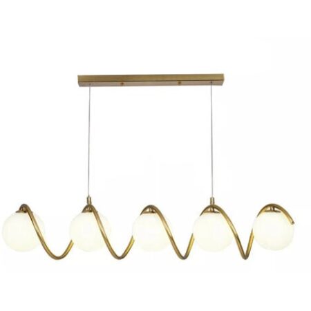 Lampadario a sospensione da soffitto twister con 5 sfere in vetro lampada decorativa bronzo per soggiorno cucina attacco g9