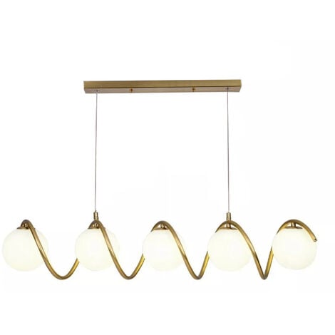 Lampadario a sospensione da soffitto twister con 5 sfere in vetro lampada decorativa bronzo per soggiorno cucina attacco g9
