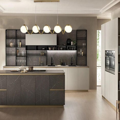 Lampadario a sospensione da soffitto twister con 5 sfere in vetro lampada decorativa bronzo per soggiorno cucina attacco g9