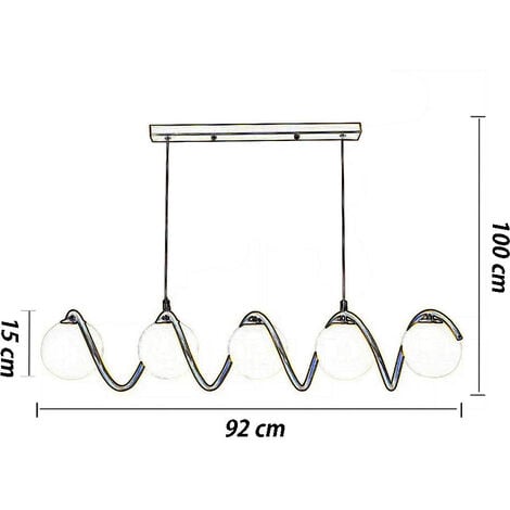 Lampadario a sospensione da soffitto twister con 5 sfere in vetro lampada decorativa bronzo per soggiorno cucina attacco g9