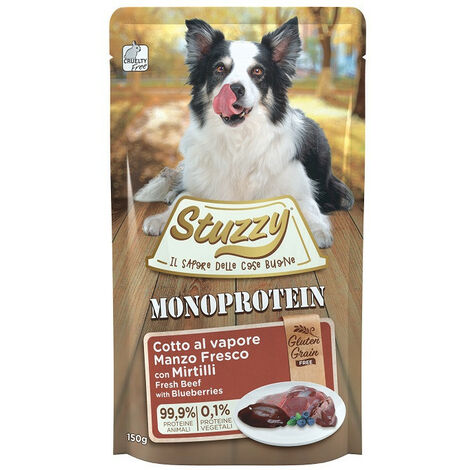 Stuzzy Monoproteico Grain&Gluten Free per Cane da 150g  Manzo e Mirtilli