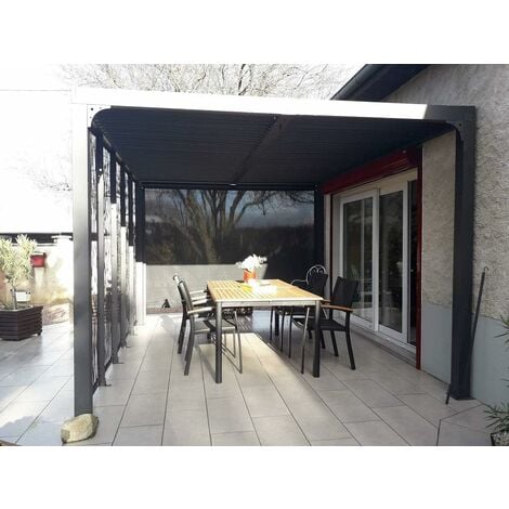 Pergola Foresta gazebo bioclimatica in alluminio, apertura manuale, 240x300 completa di 1 tenda + 1 pannello
