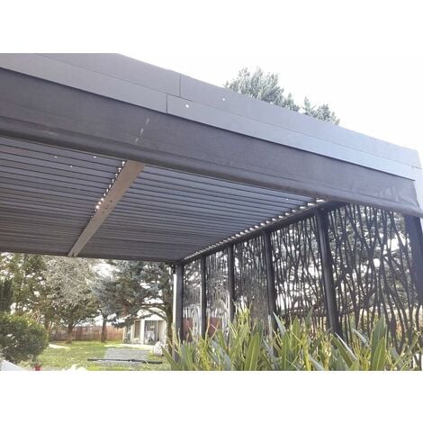 Pergola Foresta gazebo bioclimatica in alluminio, apertura manuale, 240x300 completa di 1 tenda + 1 pannello
