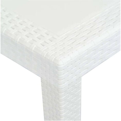 Dmora - Set salotto da esterno Arret, Ripiano allungabile da esterno con 4 sedie, Tavolo e sedute da giardino effetto rattan, 100% Made in Italy, Bianco