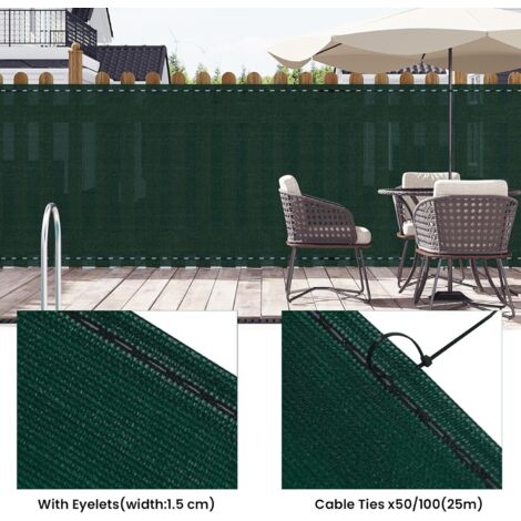 WOLTU Rete Ombreggiante Privacy Frangivista Telo Verde per Giardino Terrazzo, con Occhielli e Fascette, in HDPE 180g/m²,Verde  1.5x10 m