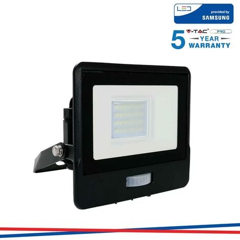 20W LED PIR SENSORE PROIETTORE SAMSUNG CHIP CORPO NERO 3000K                                             - Luce CALDA