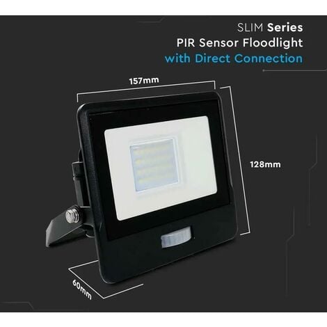 20W LED PIR SENSORE PROIETTORE SAMSUNG CHIP CORPO NERO 3000K                                             - Luce CALDA