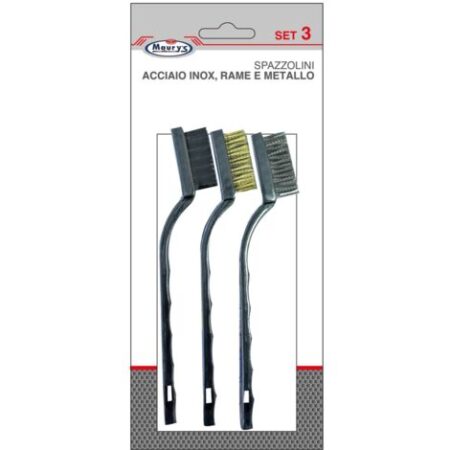 MAURY'S SET 3 SPAZZOLE CON SETOLE IN METALLO. ACCIAIO INOX E RAME