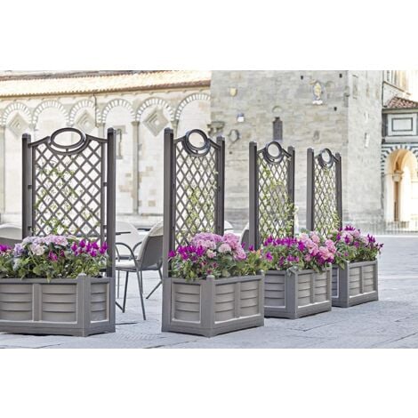fioriera con spalliera - grigliato color ferro battuto 80x42,5x150 cm - bama