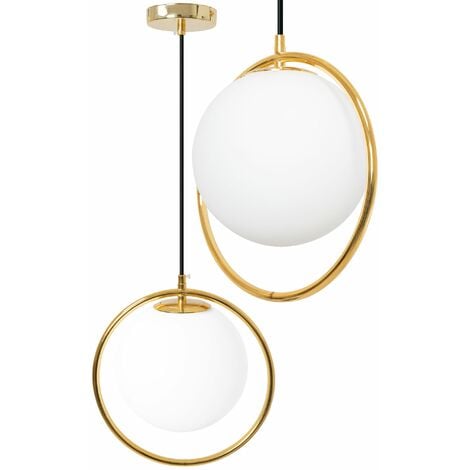 LAMPADA A SOSPENSIONE APP430-1CP VETRO SFERA BIANCO ORO 1-PUNTI LUCE E27 28X28X28-88CM REGOLABILE