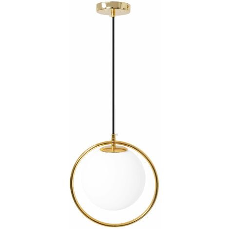 LAMPADA A SOSPENSIONE APP430-1CP VETRO SFERA BIANCO ORO 1-PUNTI LUCE E27 28X28X28-88CM REGOLABILE