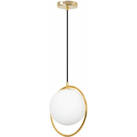 LAMPADA A SOSPENSIONE APP430-1CP VETRO SFERA BIANCO ORO 1-PUNTI LUCE E27 28X28X28-88CM REGOLABILE