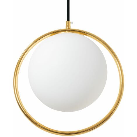 LAMPADA A SOSPENSIONE APP430-1CP VETRO SFERA BIANCO ORO 1-PUNTI LUCE E27 28X28X28-88CM REGOLABILE
