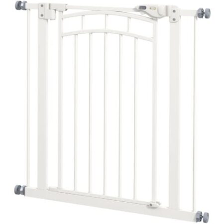 PawHut Cancelletto per Cani Estensibile 74-80x76cm a Chiusura Automatica Bianco